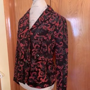 Kim Rogers black/red lined fitted jacket Poly/Rayon.
